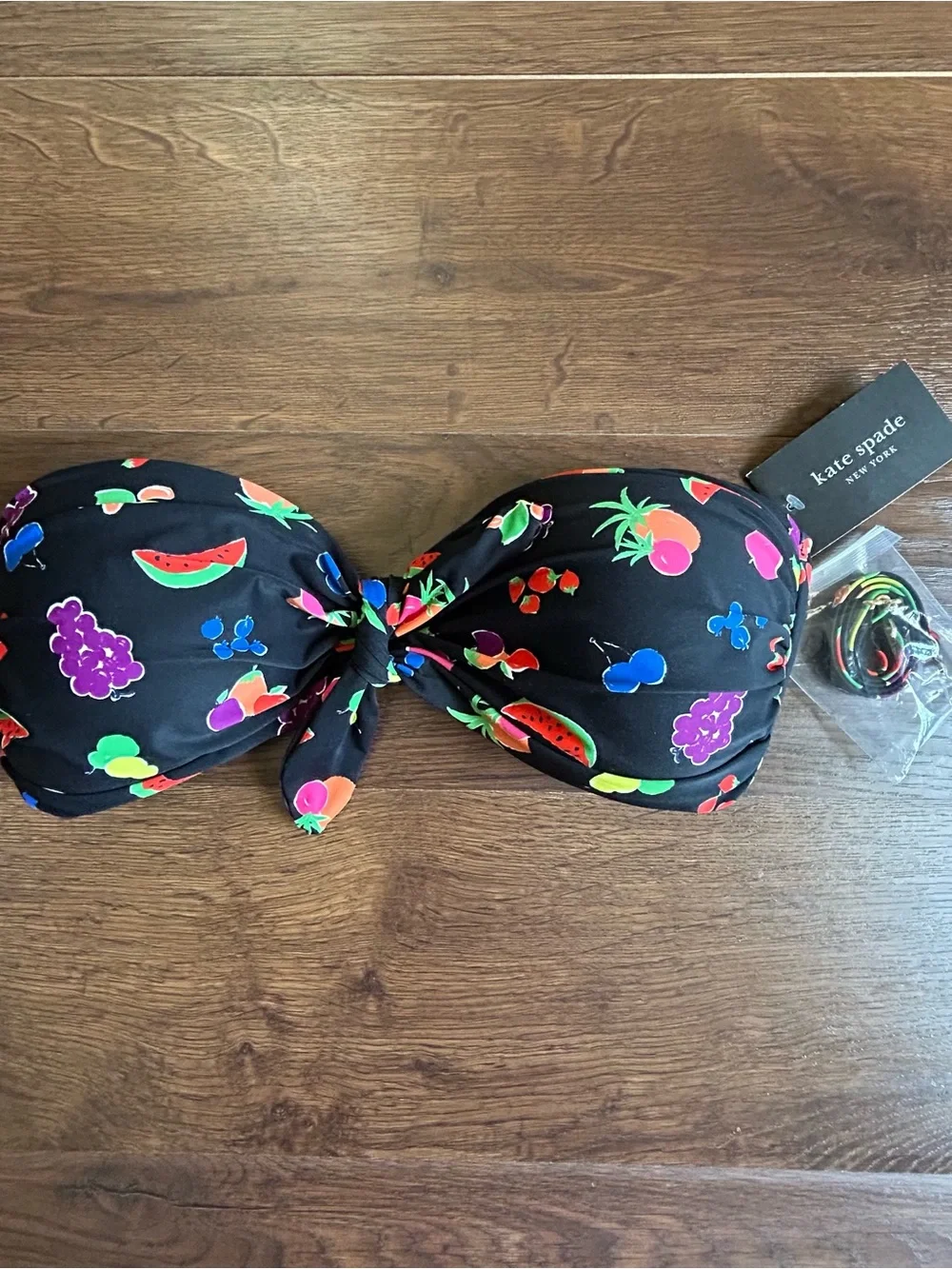 Kate Spade Fruits Bandeau Bikini Top & High Cut Bottom Swimsuit Set S